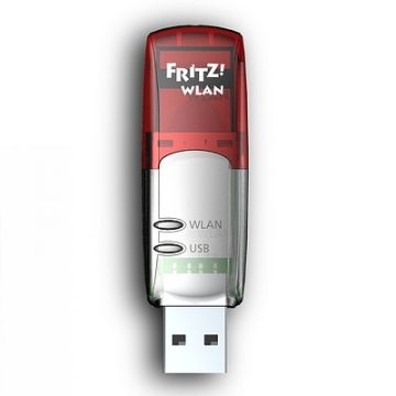 FRITZ!WLAN Stick N, Produktdesign, Konstruktion und Prototyping von Constin, gezeigt wird ein rot-transparenter Stick in Draufsicht, Rendering aus SolidWorks