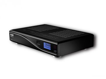 DM8000 HD PVR, Produktdesign by Constin, Rendering aus SolidWorks: schwarzes Designgehäuse mit silberner Welle,Perspektive